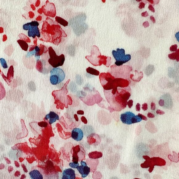 Sezane Floral Silk Blouse Shirt Sz 6/8 Asymmetrical Ballet Pink Button Up Boho - Picture 5 of 8